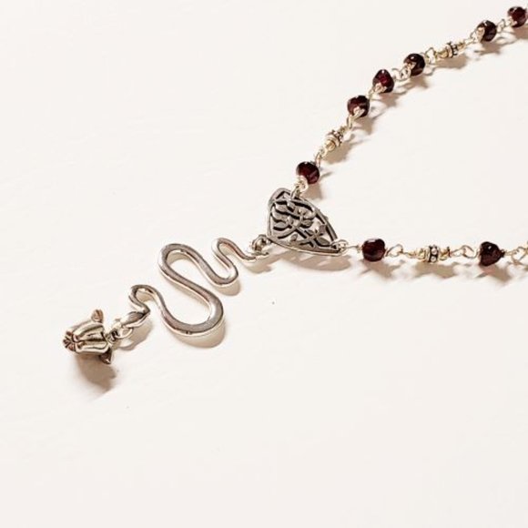 Sterling Silver Garnet Snake Necklace - Picture 9 of 16